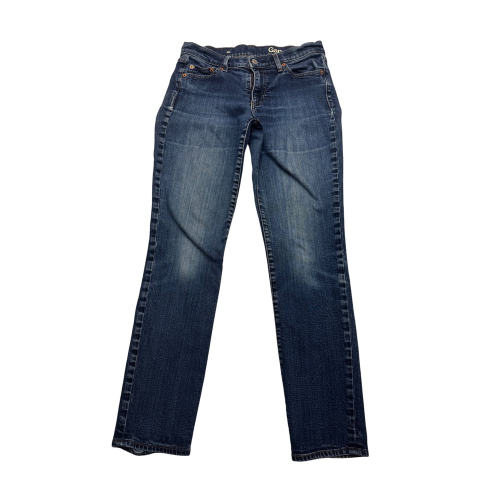 Gap Authentic Straight High Rise Jeans Women 28 Regular Dark Indigo Stretch 1969